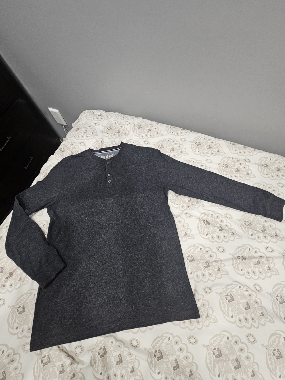 Weatherproof Charcoal Henley with Yellow Logo